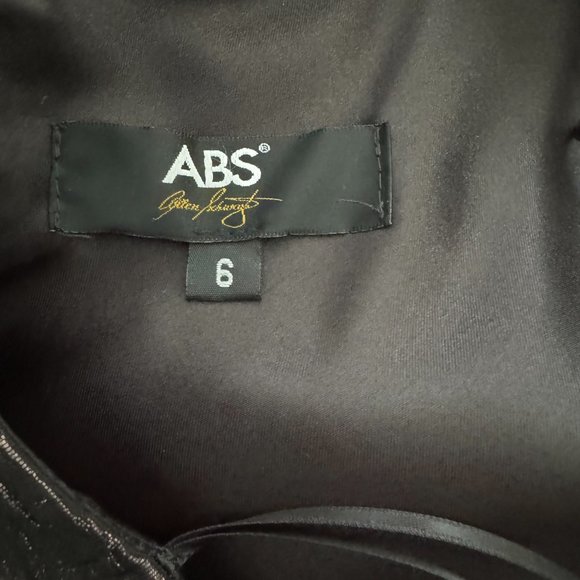 ABS Allen Schwartz Black Mini Dress One Shoulder Silver Metallic Cocktail Sz 6 - Picture 5 of 8